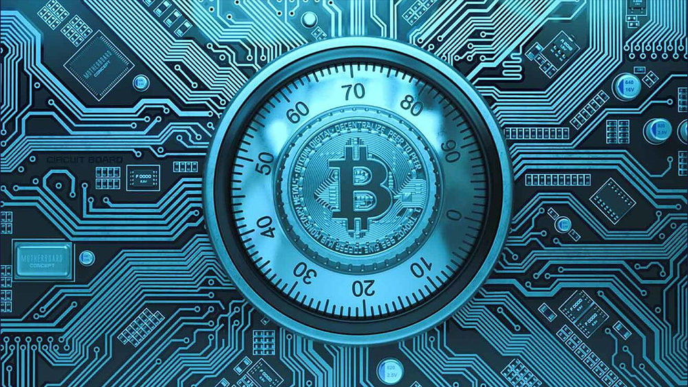 یک گاوصندوق کریپتویی با نماد بیت کوین