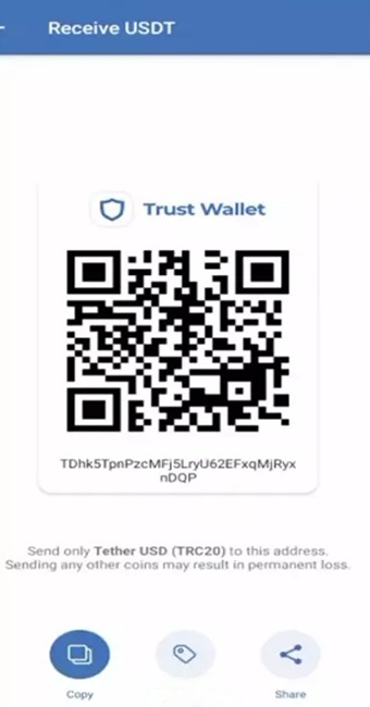 دریافت آدرس کیف پول Tether 