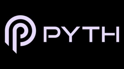 لوگو ارز پایث با نوشته PYTH سفید روی پس زمینه سیاه