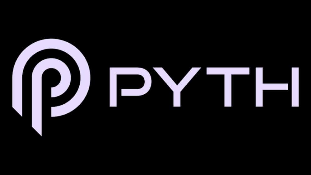 لوگو ارز پایث با نوشته PYTH سفید روی پس زمینه سیاه