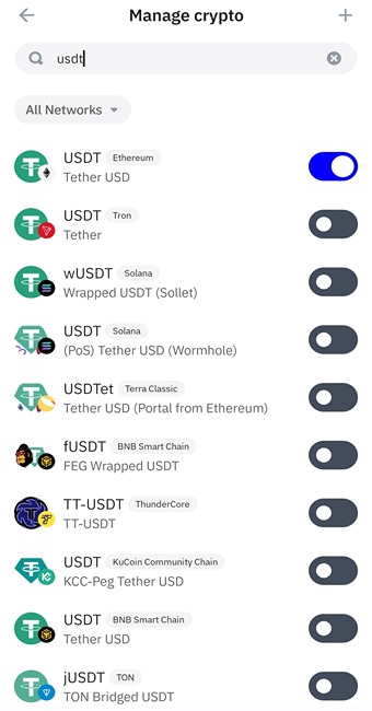 افزودن تتر (USDT)