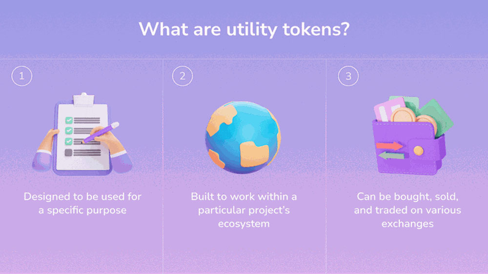 تصویر گرافیکی که توکن کاربردی (Utility Token) را معرفی میکند.