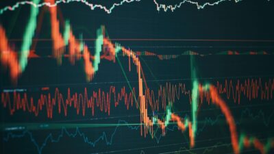 نمودار کندل استیک نشاندهندهی کاهش شدید شاخص بازار