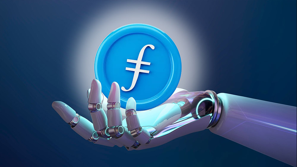 ارز دیجیتال فایل کوین در دست یک ربات