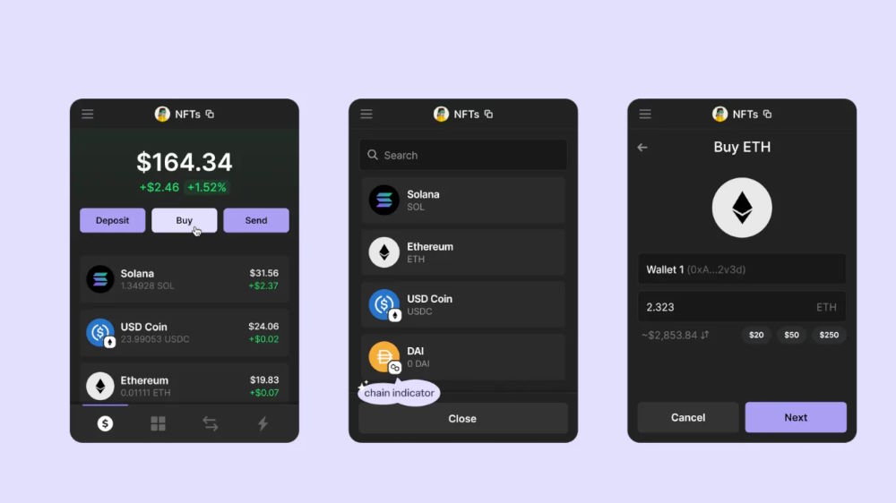 محیط کاربری کیف پول فانتوم