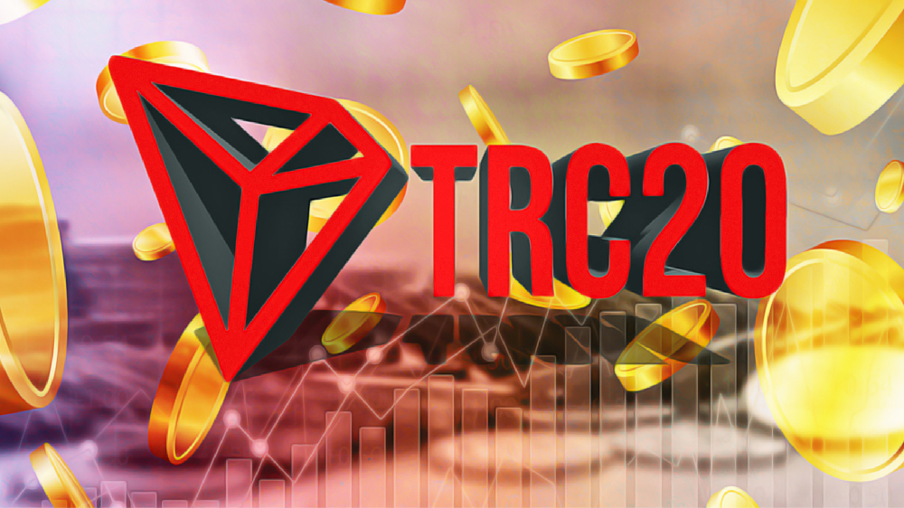 تصویر چند سکه طلایی و نماد ترون و TRC-20