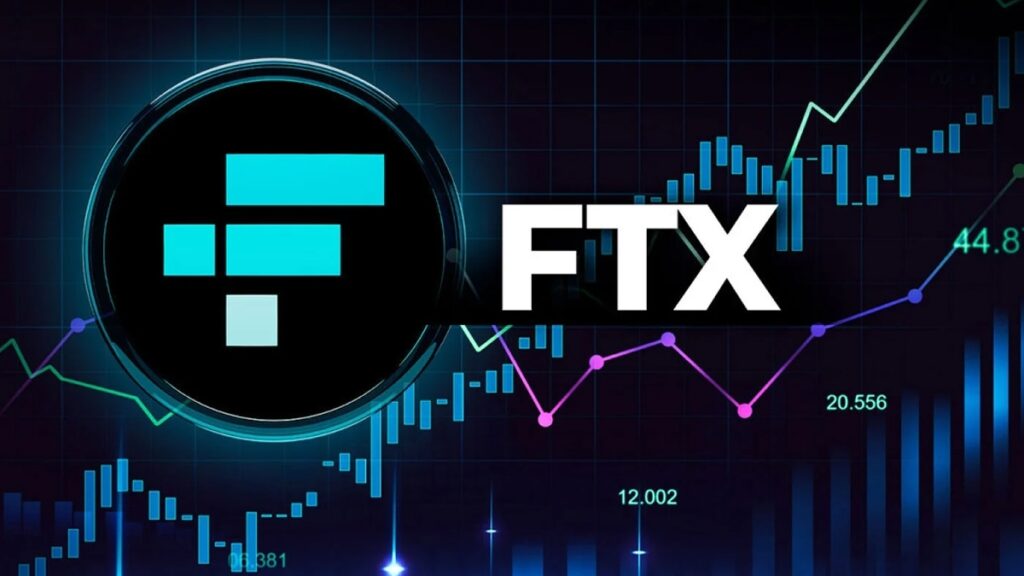 نماد ارز دیجیتال FTX در میان صفحه.