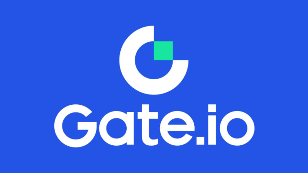 لوگو صرافی gate.io در پسزمینه آبی