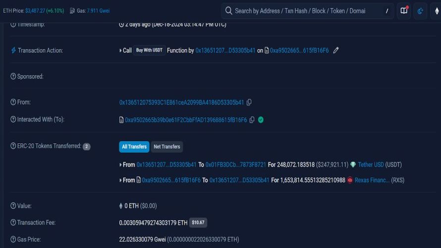 نهنگهای کریپتو توکن RXS خریداری کردند