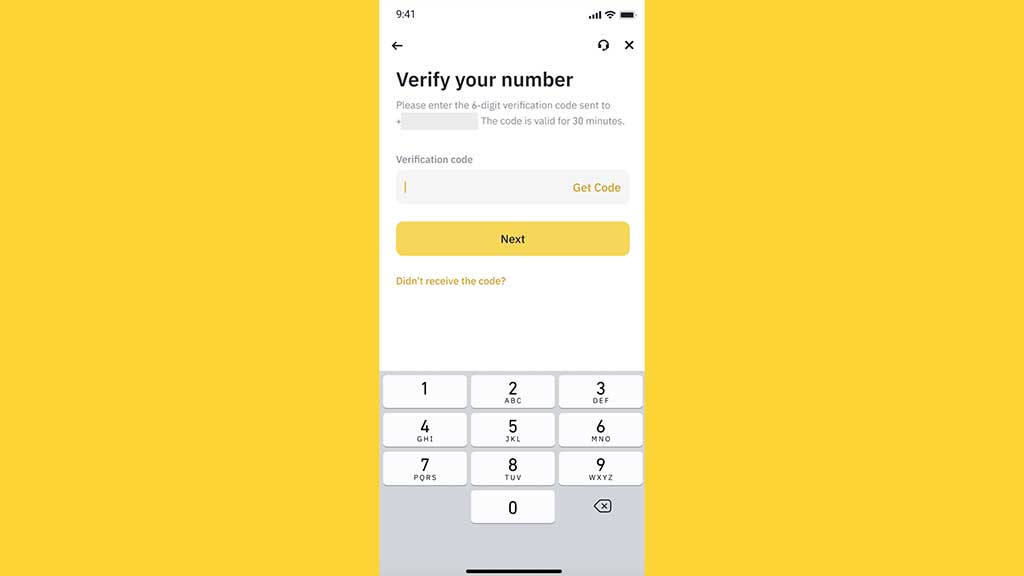 تایید شماره تلفن در اپلیکیشن بایننس