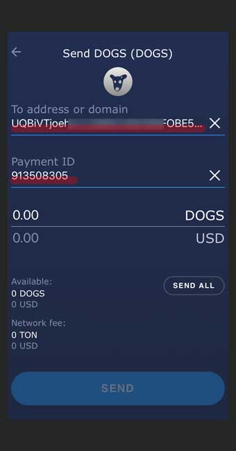 ارسال داگز به صرافی به همراه کامنت