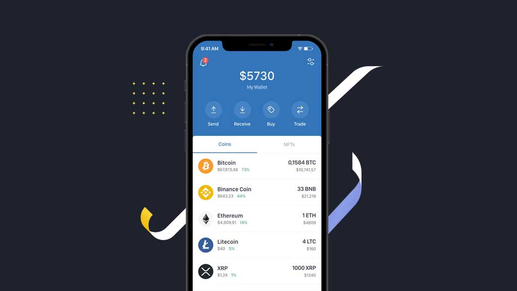 کیف پول تراست ولت روی یک موبایل