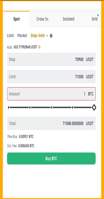 صفحه استفاده از سفارش استاپ لیمیت